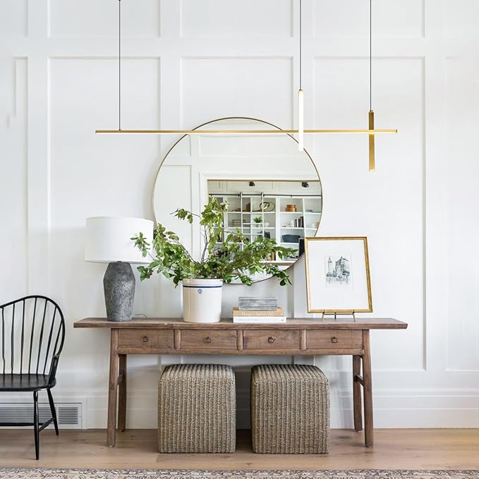 KCO Gold Linear Pendant Lighting Modern LED Dimmable Chandelier Kitchen Island Light Mid Century Sputnik Chandelier Minimalist Adjustable Hanging Lamp for Dining Living Room