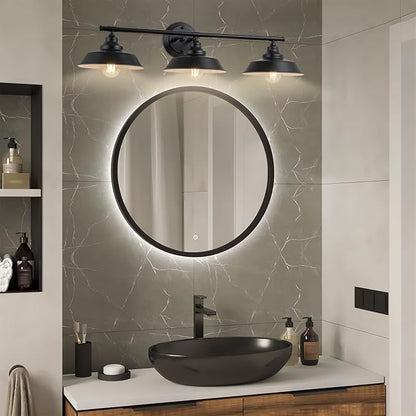 GoYeel Bathroom Vanity Light Fixtures Over Mirror 32.3"-Matte Black Wall Sconce Lighting 3 Lights Rustic Farmhouse Vanity Light Industrial Indoor Wall Light Fixture for Bathroom