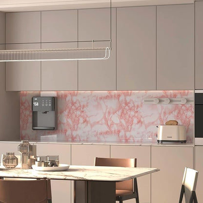 Extra Wide Marble Contact Paper Granite Peel and Stick Wallpaper Pink Glossy 31.5x157inch Countertop Contact Paper for Kitchen Bathroom Self-adhesive Waterproof Decorative Film Marble Vinyl Wrap