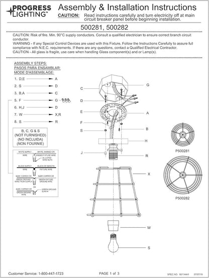 Progress Lighting Chambers Collection 1-Light Farmhouse Pendant Light Galvanized