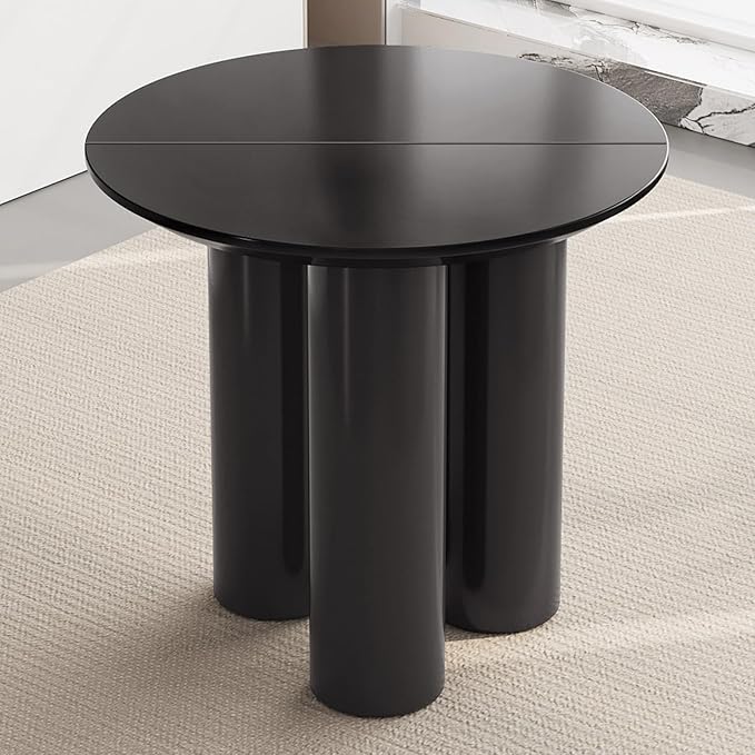 Miuuod 29.92" Black Round Dining Table with Three Stable Legs, Single Side Table for Living Room,Space Saving Coffee Table for 1-4 People，Kitchen Table,