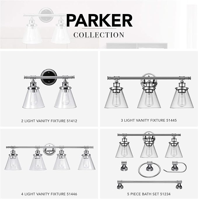 Globe Electric 51446 Parker, 4, Chrome Vanity Light, Bulb Not Included