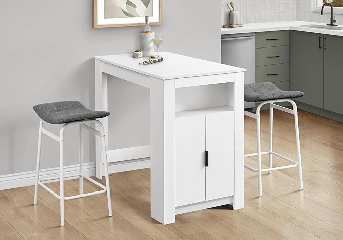 Monarch Specialties I 1202 Dining Table, 48" Rectangular, Counter Height, Kitchen, Small, Storage, White Laminate