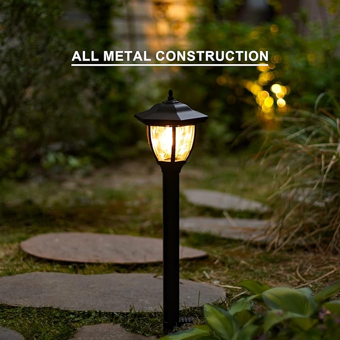 GOODSMANN Landscape Lighting 2PK Pathway Lights Low Voltage 1 Watt LED 12V AC Landscape Lights 40 Lumen 2700K Warm White with Replaceable Led Bulbs Cable Connectors