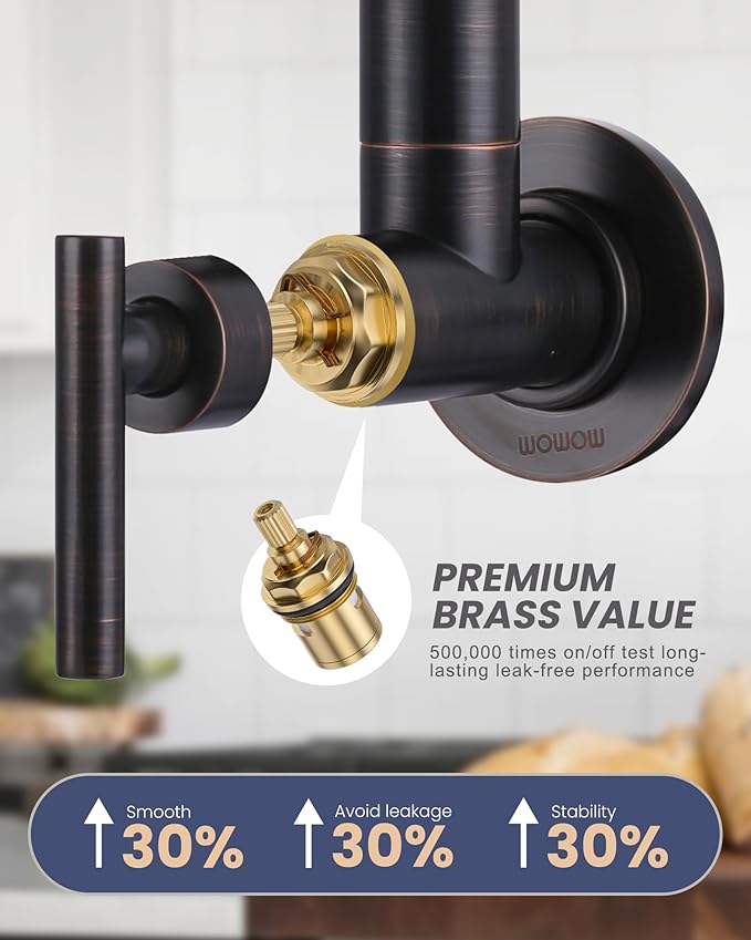 Pot Filler Oil Rubbed Bronze: WOWOW Solid Brass Pot Filler Faucet Two Attachment Single Hole Wall Mounted Stove Faucet with Double Joint Swing Arms