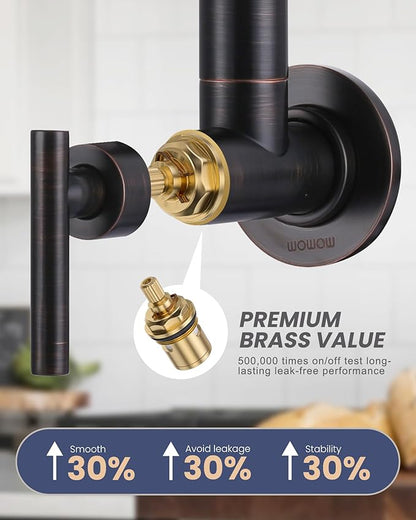 Pot Filler Oil Rubbed Bronze: WOWOW Solid Brass Pot Filler Faucet Two Attachment Single Hole Wall Mounted Stove Faucet with Double Joint Swing Arms