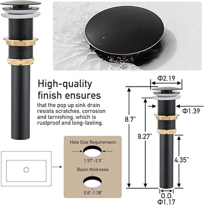 AVSIILE Matte Black Vessel Sink Faucet, 1 Hole Single Handle Tall Bathroom Vanity Faucets, Modern Utility Rv Laundry Bath Restroom Mixer Tap with Metal Pop Up Drain and 2 Water Supply Lines