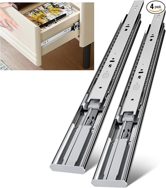 LONTAN 4 Pairs 22 Inch Heavy Duty Soft Close Drawer Slides - 100LB Load Capacity Full Extension Drawer Glides Side Mount Ball Bearing Dresser Cabinet Rails with Screws