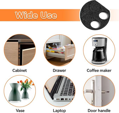 Felt Cabinet Door Bumpers-Small Felt Pads for Cabinet Doors, 3/8" Diameter 200PCS, 3mm Thick Self Adhesive Black
