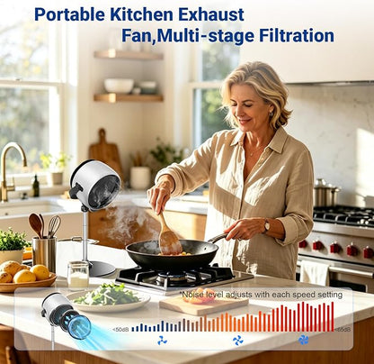 Portable Kitchen Range Hood,3-Fan Speeds and Large Oil Collection Cup, Desktop Range Hood with Battery Powered,Low-Noise Smoke Control for Apartments, Indoor BBQ, RV & Dorm