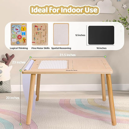 Joylike Sensory Table for Toddlers 1-3 with 2 Large Storage Bins, 4 Montessori Activity Boards and Paper Roll, Educational & Multi-Functional Gift for Kids Draw and Play