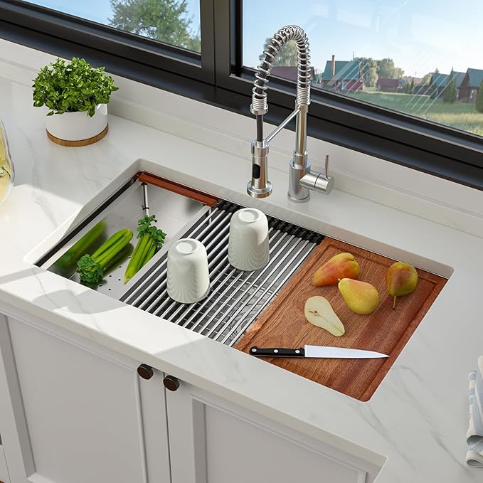 33 Inch Undermount Kitchen Sink 33 x 19 Kitchen Sinks Stainless Steel Undermount Sink Workstation 16 Gauge Single Bowl Under Mount Handmade Deep Basin