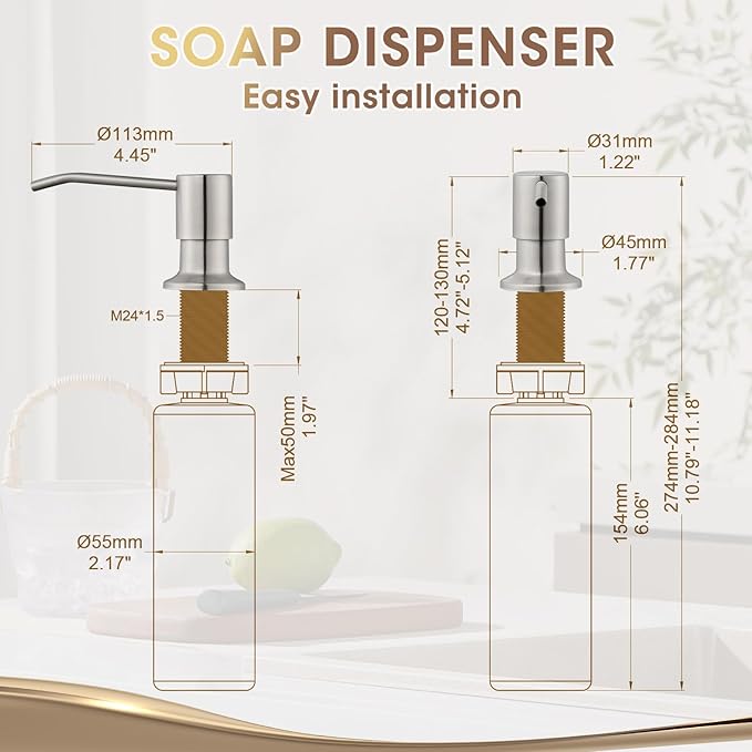 Faucets for Kitchen Sink with Sprayer, Brushed Nickel High Arc Single Handle Spring Stainless Steel Kitchen Sink Faucet with Soap Dispenser, Utility Ideal for RV Laundry Commercial & Camper