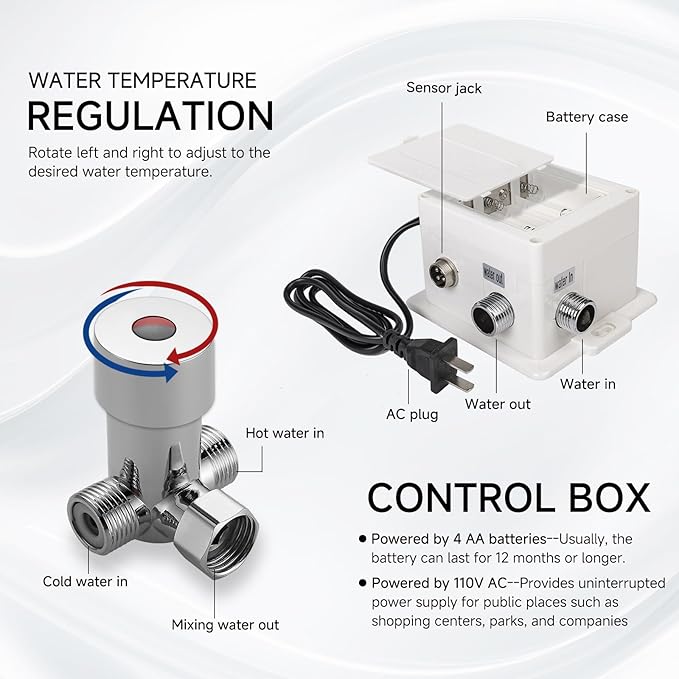 Touchless Bathroom Sink Faucet Automatic Motion Sensor Hands Free Faucet with Hole Cover Plate Water Valve,Commercial Solid Brass Faucet,1 Hole or 3 Hole,Brushed Nickel