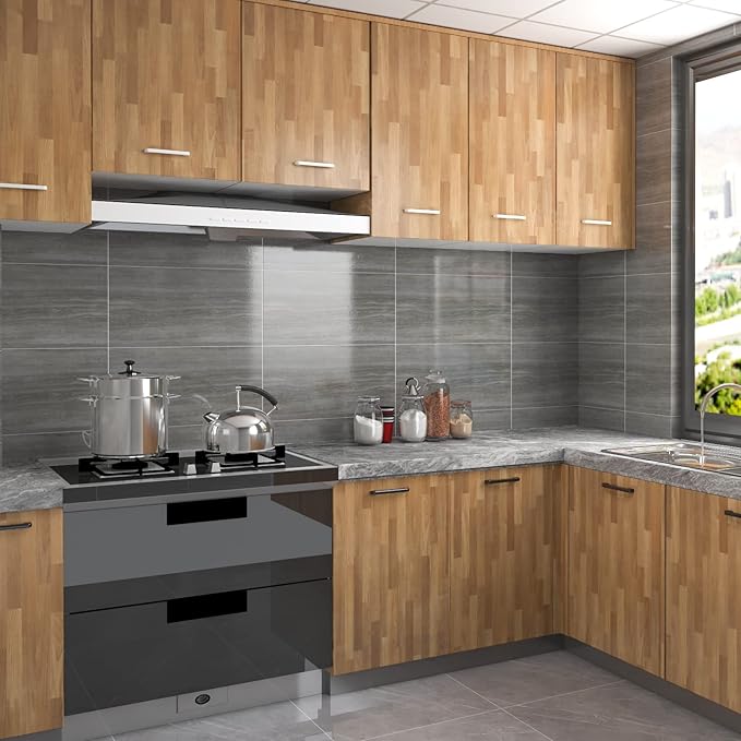 CRE8TIVE Brown Butcher Block Contact Paper Peel and Stick Shiplap Wallpaper Wood 24"x118" Self Adhesive Removable Faux Wood Vinyl Wrap Wood Grain Contact Paper for Countertops Kitchen Cabinets Table