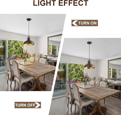 Refice 2 Packs Farmhouse Pendant Lights, Oil Rubbed Bronze Matte Pendant Lighting for Kitchen Island Industrial Adjustable Height Vintage Dome Hanging Light Fixtures for Barn, Dining Room