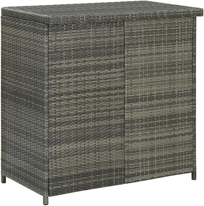 3-Piece Bar Set with Shelves PE Rattan Steel Frame Indoor Outdoor Gray Bistro Table and Stools Set for Small Space Kitchen Living Room