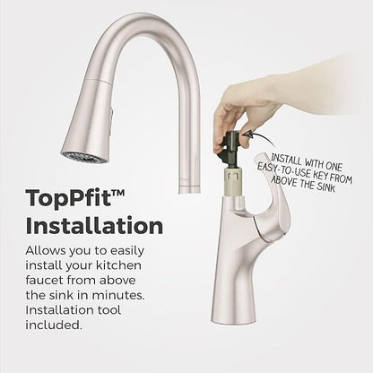Pfister Talega Kitchen Sink Faucet with Pull Down Sprayer Single Handle High Arc Spout Spot Defense Stainless Steel NSF Certified 1 or 3 Hole Installation F5297TEGS