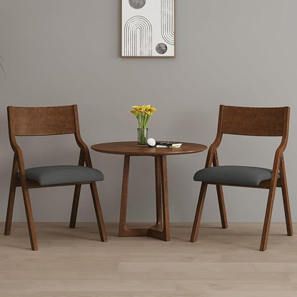 YOPTO Folding Wooden Chairs Set of 2 with Padded Seat,Portable Dining Chairs W/Ergonomically Designed Back and Cushion,for Dining Room,Restaurant,Kitchen,Office