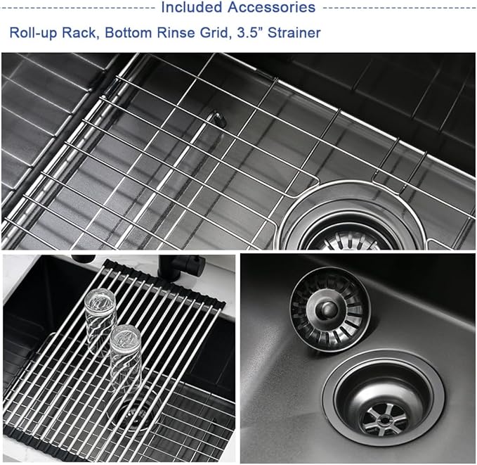 Black Stainless Steel Undermount Laundry Sink-Hovheir 24x19x12 Deep Undermount Stainless Steel Utility Sink Matte Black 16 Gauge Single Bowl Laundry Room Sinks Outdoor