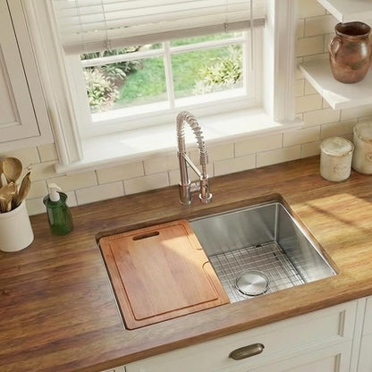 Undermount Kitchen Sink 23 inch,16 gauge Stainless Steel Workstation Sink,Deep and Large Single Bowl Kitchen Sinks Offset Drain (23" X 18")
