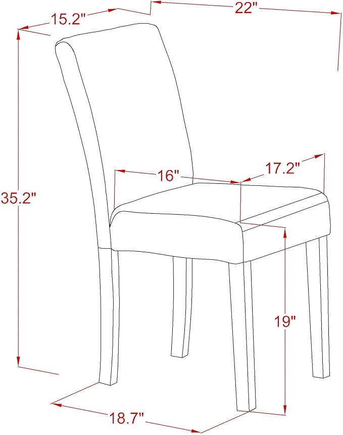 East West Furniture ABP8T05 Abbott Parson Chairs - Grey Linen Fabric Padded Dining Chairs, Set of 2, Walnut