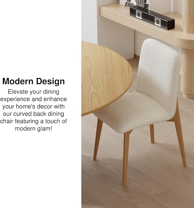 Casaphoria Dining Chairs Set of 2, Modern Fabric Kitchen Chairs with Oak Wood Legs, Comfortable Dining Room Side Chairs for Home, Living Room, Restaurant