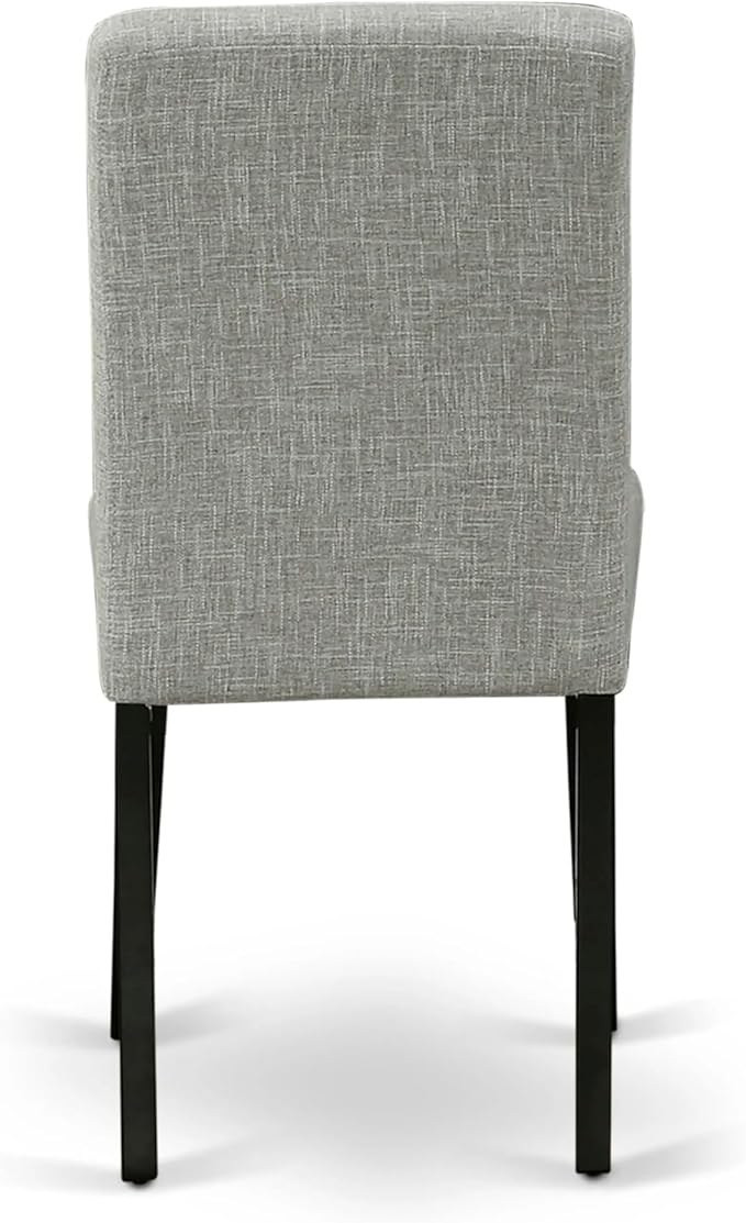 East West Furniture ABP1T06 Abbott Parson Dining Room Chairs - Shitake Linen Fabric Upholstered Chairs, Set of 2, Black