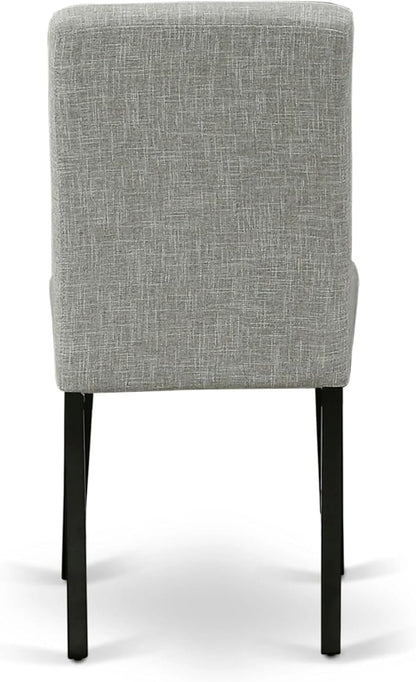 East West Furniture ABP1T06 Abbott Parson Dining Room Chairs - Shitake Linen Fabric Upholstered Chairs, Set of 2, Black