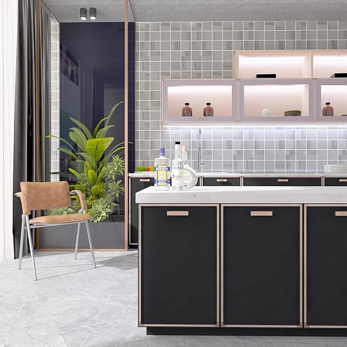 Decotalk Black Contact Paper for Cabinets Black Peel and Stick Wallpaper Matte Solid Color Cabinet Vinyl Wrap for Bedroom Decorative 17.7"x120" Contact Paper for Wall Removable Wallpaper Self-Adhesive