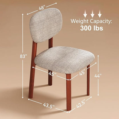Modern Dining Room Chairs Set of 2 Upholstered Kitchen & Dining Chairs with Metal Legs for Dining Room Kitchen Living Room, Brown/Walnut Linen