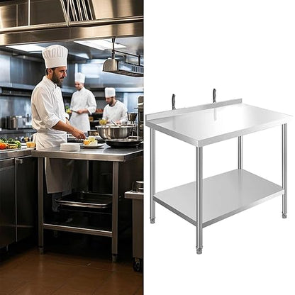 Stainless Steel Table Stainless Steel Table for Prep & Work 36 x 24 Inches with Backsplash and Knife Block for Restaurant, Home and Hotel