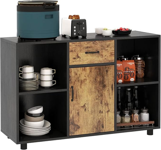 Giantex Large Buffet Sideboard with Storage, Stationary Island with 4-Cube Organizer, 1 Drawer, 1-Door Cabinet, Kitchen Cupboard for Living Room, 48” x 16” x 31.5”