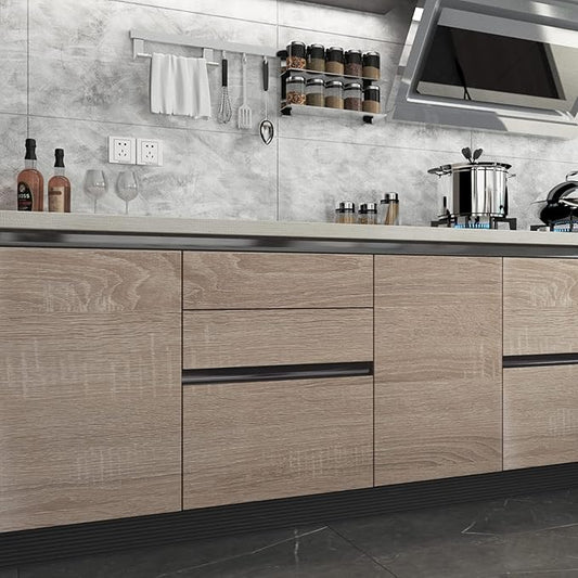 Boobest 354x24 Inch Light Wood Wallpaper Peel and Stick Oak Wood Grain Contact Paper for Countertops Waterproof Thick Oak Wallpaper for Walls Kitchen Bedroom Cabinets Vinyl Wrap Grey Brown