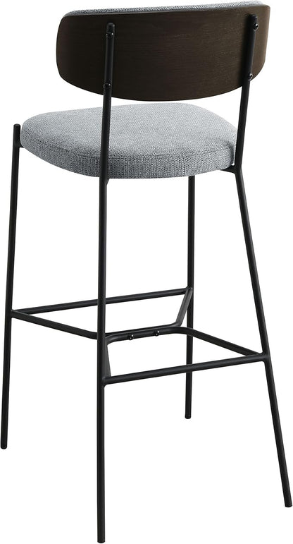 Coaster Home Furnishings - Elison - Set of 2 Pub Height Bar Stools with Foam Cushioned Seat and Geometric Detail Footrest - Mid-Century Modern - Dining Room & Kitchen - Gray & Black - 182647