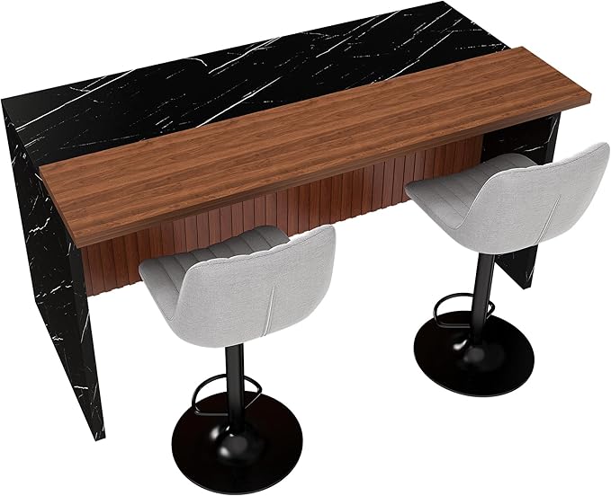 63" Sturdy Extendable Dining Table, Work Island with LED Lighting & Grill, Kitchen Island Table for Dining & Food Prep, Black+Gray