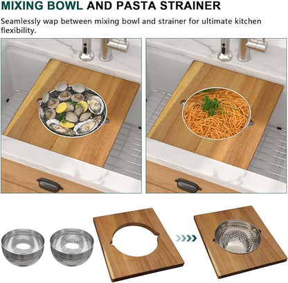 30 White Undermount Kitchen Sink-Granite Composite Single Bowl Workstation All-In One Classic Quartz Kitchen SInk with Mixing Bowl, Cutting Board and Pasta Strainer #TLGU-123