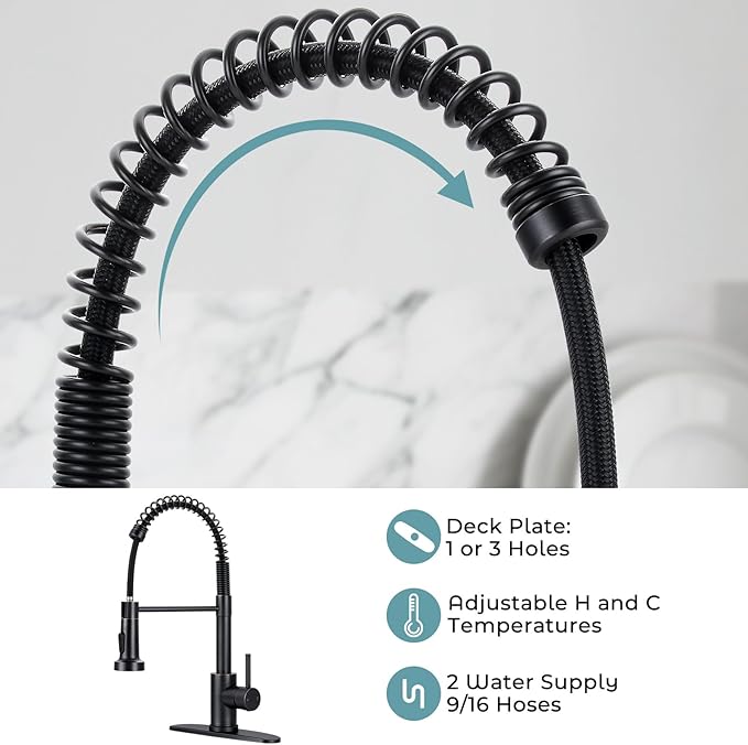 Kitchen Faucet with Pull Down Sprayer,Commercial Single Handle Stainless Steel Kitchen Faucets with Deck Plate (Oil Rubbed Bronze)