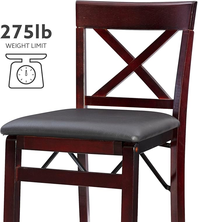 Linon Triena X Back Folding Counter Stool, Brown