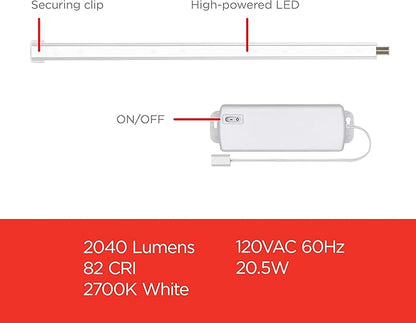 UltraPro 10in. Linkable LED Bright Strips, 3 Pack, 825 Lumens, 2700K Warm White Light, Low Voltage, Under Cabinet Lighting, Strip Light, Flat Plug, Grow Lights for Indoor Plants, 44418