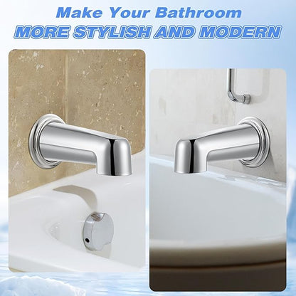 Dreyoo 7 Inch Tub Spout (Universal Fits 1/2" Copper Pipe, 1/2" IPS and 3/4" IPS), Bathroom Bathtub Faucet with Adapters and Hex Wrench(Chrome,Without Diverter)