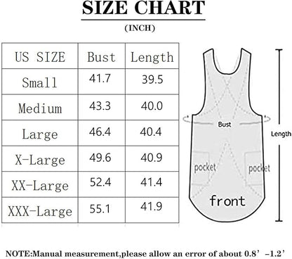 WROLEM Women's Practical Cross Back Pinafore Apron with Large Pockets Home Kitchen,Restaurant,Coffee House,Cooking,Gardening