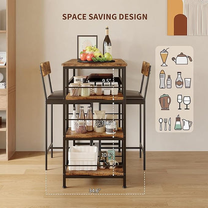 Garvee Dining Table Set for 2, Square Table and 2 Chairs Space Saving Compact Dinette Set for Small Spaces Kitchen Dining Room Apartment Breakfast Nook 29.1 x 29.1 x 30 in Retro