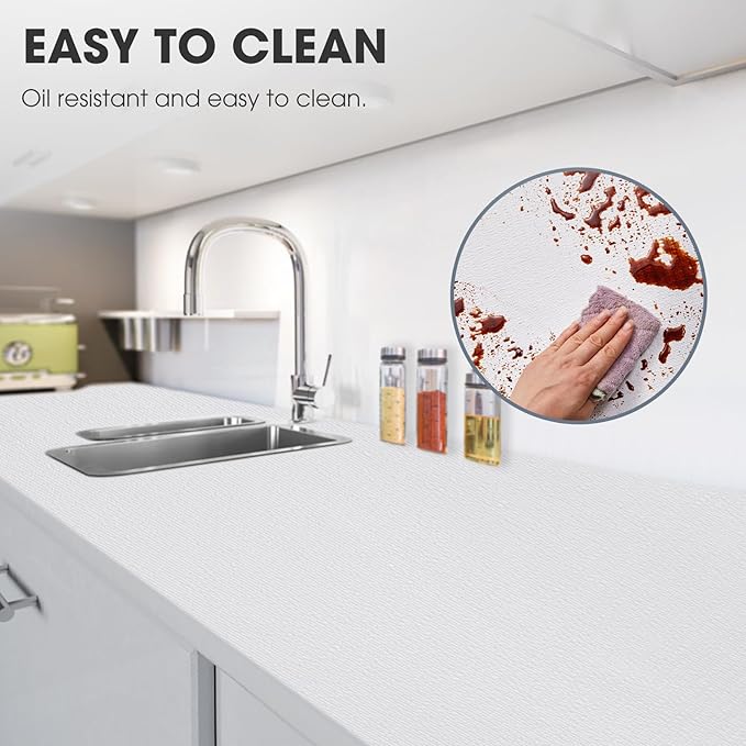 Drawer and Shelf Liner, Non-Slip Kitchen Cabinet Liners Non-Adhesive Thick Strong Grip Waterproof Washable Mats Protect Dresser Shelves Cupboard Bathroom Cabinets, White, 12 in X 20 FT