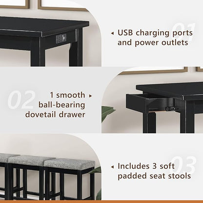 Homelegance 4-Piece Counter Height Dinette Set, Black