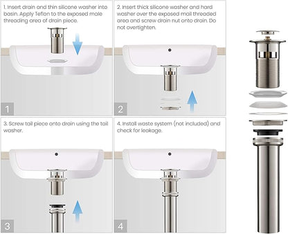 KIBI KBF1010 Solid Brass Single Handle Bathroom Sink Faucet, Circular X Single Hole Bathroom Faucet with Pop Up Drain | High Arc Spout | Brushed Nickel | Corrosion and Rust Resistant
