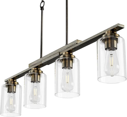 VONLUCE Kitchen Island Lighting, Dining Room Light Fixture Over Table with Glass Shade