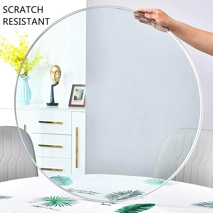 18" Clear Round Glass Table Top, Thick Tempered Glass with Smooth Polished Edge, Ideal for Kitchen, Living Room, Office or Patio Table Replacement