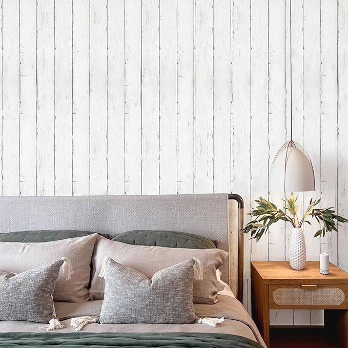 Abyssaly Shiplap Peel and Stick Wallpaper 394" X 11.8" Self-Adhesive Removable Decorative Wall Covering Vintage Wood Panel Interior Film for Home Decoration