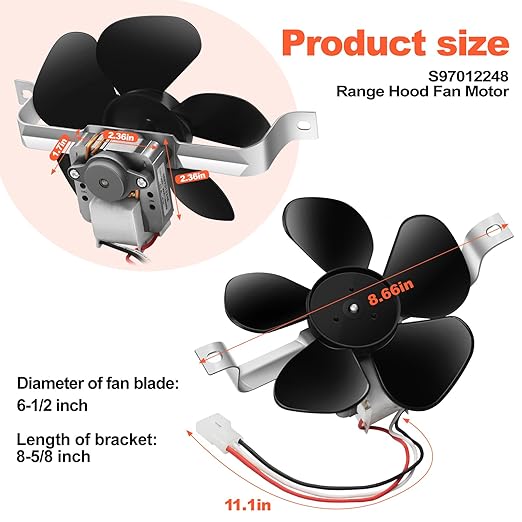 S97012248 97012248 Range Hood Fan Motor Compatible with B-roan Nu-Tone Stove Range Hood 97012248 BP17 Fan Motor Replaces ER97012248 AP4527731 97012248 99080492,1172615, 97005161, 97011218, 97015415